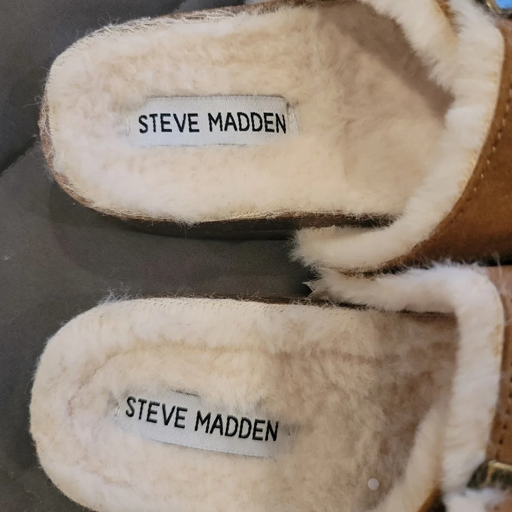 NEW Steve Madden Cognag Faux fur lined sandal